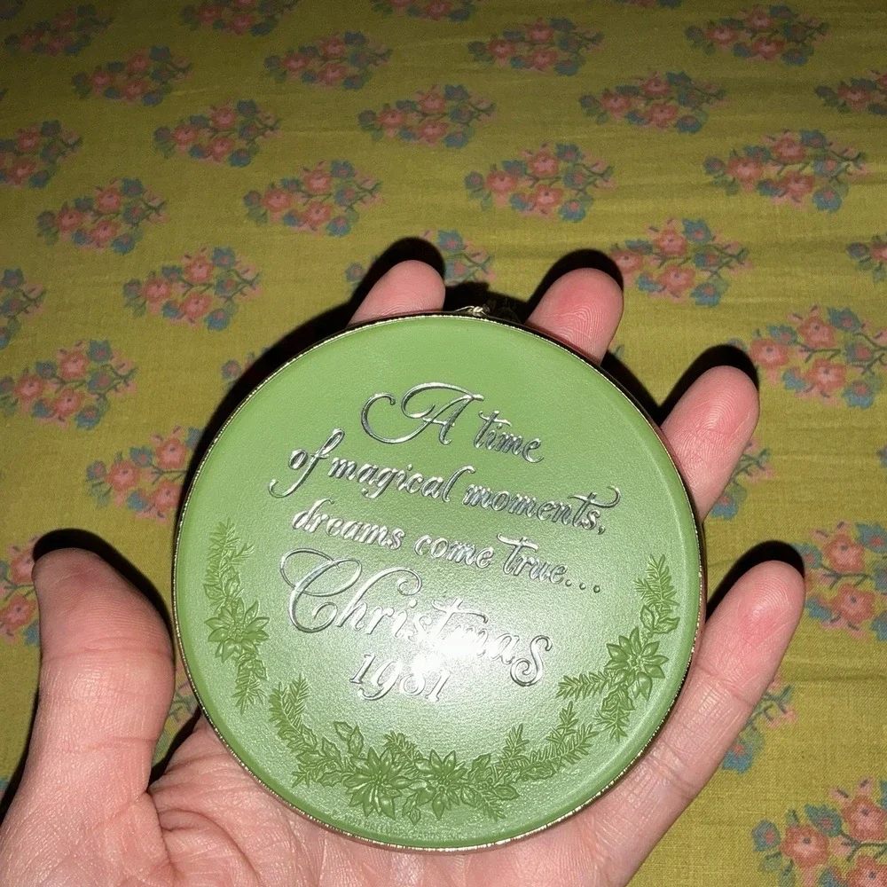 Hallmark Keepsake Cameo Unicorn Christmas Vintage Ornament Green White 1981 80s